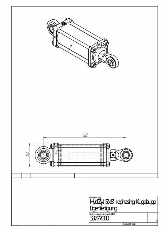 Hydraulikzylinder Rettungszylinder 127-40-205 Kugelaugen, Horsch